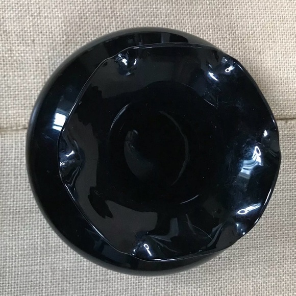 Vintage Black Amethyst Glass Vase Ruffled Rim Whimsigoth Dark Romance Goth Core - Picture 2 of 4